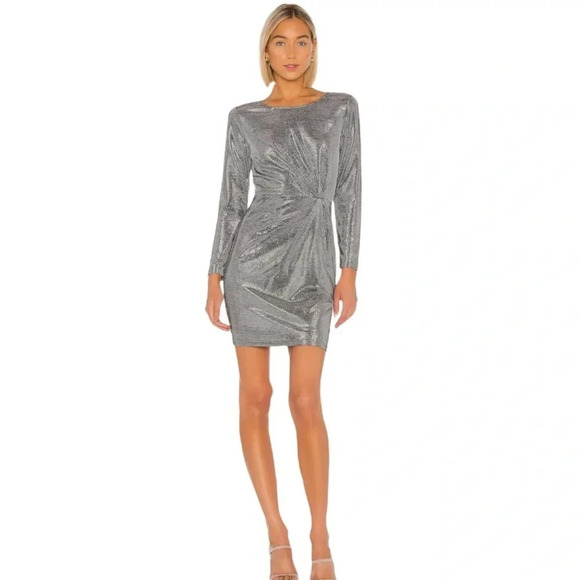 BB Dakota Dress What's Your Shine Metallic Long Sleeve in Gunmetal Size XS NWT - Picture 14 of 14